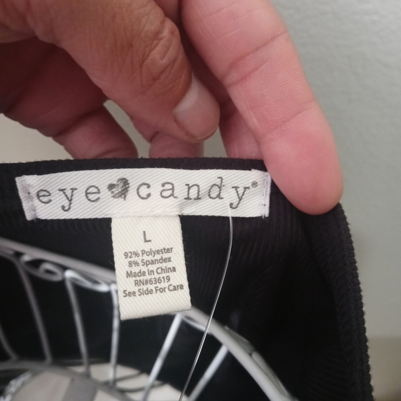 Eye Candy Black Women's Rouched Top Short Sleeve - - Picture 3 of 3